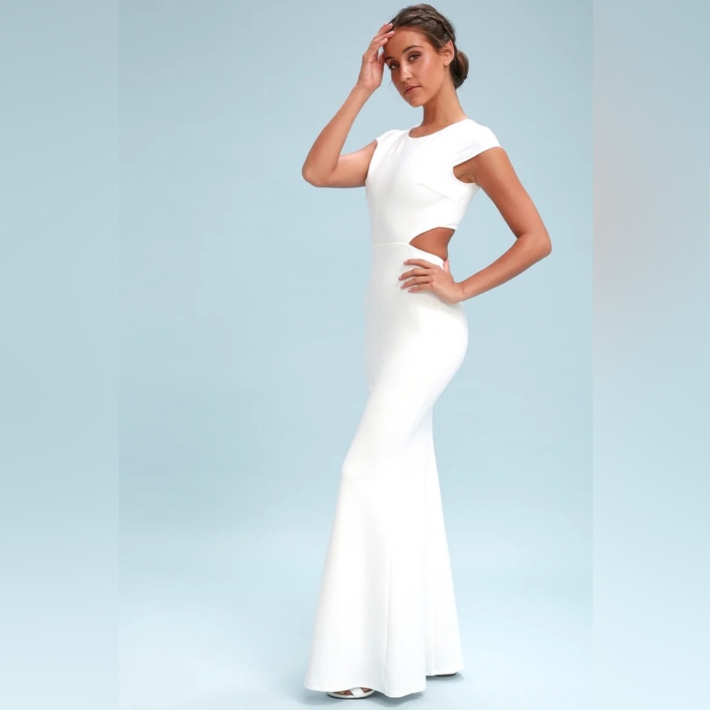 Lulu’s Be Still My Heart White Backless Maxi Dress, White, Size XS